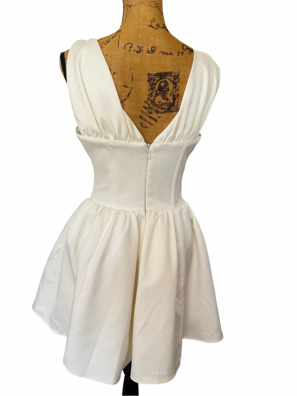 House of CB Emmeliette Ivory Satin Mini Dress M Regular A-C Bridal Like new - Picture 6 of 9